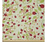 ABAKUHAUS Coccinelle Tissu au Mètre, Nature dynamique feuillage, Tissu en Polyester Décoratif pour Rembourrage et Décoration d'Intérieur, 3M (148x300cm), Vert Pâle Rouge