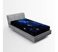 ABAKUHAUS Constellation Drap-Housse, Space Star Nebula, Pochette Élastique Tout Confort pour Literie en Tissu Décoratif, 90 x 190 cm, Bleu Noir Blanc