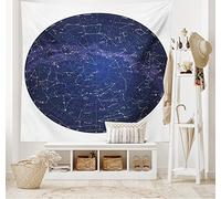 ABAKUHAUS Constellation Tapisserie, Sky Map Nord, Décoration Murale, 230 x 140 cm, Bleu Crème Violet Bleu