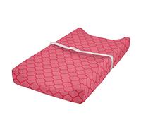 ABAKUHAUS corail Housse de Matelas à Langer pour Bébé, Antique Quatrefoil Motifs, Housse Douce pour Matelas à Langer avec Trous, Corail et Rouge