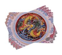 ABAKUHAUS Dragon Lot de Sets de Table en 4 pièces, Chinois Dragon Mythique, Tissu Lavable pour Salle à Manger et Cuisine, 30 cm x 45 cm, Jaune Bleu