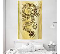 ABAKUHAUS Dragon Tapisserie, Mythe de l'est Chinois, Lavable sans décoloration, 140 x 230 cm, Moutarde et Noir