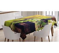 ABAKUHAUS du vin Nappe, Boisson Agriculture Pays, Impression D'ornement de Fleurs de Noël, Couleurs résistantes, Convient pour l'intérieur et l'extérieur, Lavable, Vert Clair Noir Marron