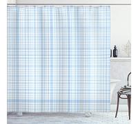 ABAKUHAUS Écume Rideau de Douche, Motif Traditionnel Plaid, Tissu Ensemble de Décor de Salle de Bain avec Crochets, 175 x 200 cm, Bleu Bébé Blanc