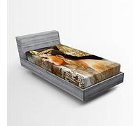 ABAKUHAUS égyptien Drap-Housse, La Reine Cléopâtre, Pochette Élastique Tout Confort pour Literie en Tissu Décoratif, 90 x 200 cm, Multicolore