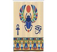 ABAKUHAUS égyptien Rideau de Douche Stalle, Scarab Eye Motif, Ensemble de Salle de Bain en Tissu en Crochets, 120 x 180 cm, Multicolore