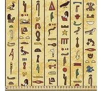 ABAKUHAUS égyptien Tissu au Mètre, Papyrus icône coloré, magnifiquement tissé pour Tissus D'ameublement et Accessoires pour la maison,1m (148x100cm), jaune clair