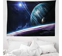 ABAKUHAUS Espace Tapisserie, Univers avec des planètes, Décoration murale en tissu pour chambre à coucher salon dortoir, 150 x 110 cm, Bleu Violet