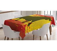 ABAKUHAUS Espagnol Nappe, Bull Silhouette sur Le Drapeau, Linge de Table Rectangulaire pour Salle à Manger Décor de Cuisine, 140 cm x 200 cm, Ombre Jaune Vermillon