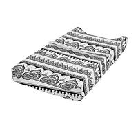 ABAKUHAUS Ethnique Housse de Matelas à Langer pour Bébé, Art Design Tattoo Est, Housse Douce pour Matelas à Langer avec Trous, Blanc noir
