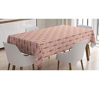 ABAKUHAUS Fard à Joues Rose Nappe, Géométriques Motif Art Déco, Linge de Table Rectangulaire pour Salle à Manger Décor de Cuisine, 140 x 170 cm, Gingembre Et Blush