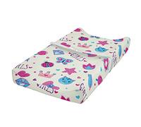 ABAKUHAUS Féminin Housse de Matelas à Langer pour Bébé, Fun Bowtie Ladybird Cat, Housse Douce pour Matelas à Langer avec Trous, Fuchsia et Bleu