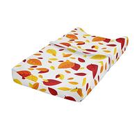 ABAKUHAUS Feuille Housse de Matelas à Langer pour Bébé, Feuilles d'automne de saison, Housse Douce pour Matelas à Langer avec Trous, Rouge Orange Jaune