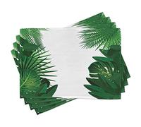 ABAKUHAUS Feuille Lot de Sets de Table en 4 pièces, Palms Exotiques tropicaux, Tissu Lavable pour Salle à Manger et Cuisine, 30 cm x 45 cm, Vert Blanc