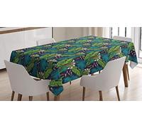 ABAKUHAUS Feuille Nappe, Motif Jungle Tropicale, Linge de Table Rectangulaire pour Salle à Manger Décor de Cuisine, 140 cm x 200 cm, Forêt Verte