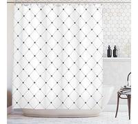 ABAKUHAUS Fleur de Lis Rideau de Douche, Damassé de la Plante minable, Tissu Ensemble de Décor de Salle de Bain avec Crochets, 175 cm x 180 cm, Noir et Blanc