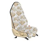 ABAKUHAUS Fleurs Housse de Siège de Véhicule, Vector Roses floraux, Protecteur d'Auto sans Glissement, Coupe Universelle, 75x145cm, Blanc et Beige