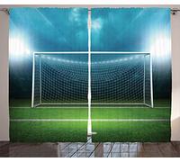 ABAKUHAUS Football Rideaux, Football Football Jeu, Décoration Intérieure Accent Lot de 2 Panneaux, 280 x 175 cm, Vert Bleu