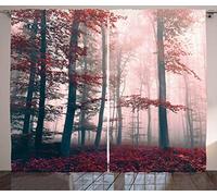 ABAKUHAUS Forêt Rideaux, Automne Automne Nature Woods, Décoration Intérieure Accent Lot de 2 Panneaux, 280 x 225 cm, Marron Gris