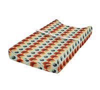 ABAKUHAUS Géométrique Housse de Matelas à Langer pour Bébé, Hexagonal peigne moderne, Housse Douce pour Matelas à Langer avec Trous, Orange foncé Bleu