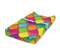ABAKUHAUS Géométrique Housse de Matelas à Langer pour Bébé, Les courbes de couleur vives, Housse Douce pour Matelas à Langer avec Trous, Multicolore