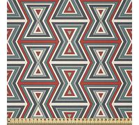 ABAKUHAUS Géométrique Tissu au Mètre, sablier modèle, Tissu en Microfibre Décoratif pour Textiles d’Art et d’Artisanat, 1M (230x100cm), Rouge Blanc Turquoise