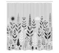 ABAKUHAUS Gris Rideau de Douche, Interprétation Moderne Et Simple De La Botanique avec Feuilles, Material Resistente al Agua Durable Estampa Digital, 175 cm x 200 cm, Blanc cassé