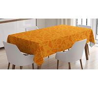 ABAKUHAUS Halloween Nappe, Crâne de Citrouille de Halloween, Linge de Table Rectangulaire pour Salle à Manger Décor de Cuisine, 140 x 200 cm, Orange