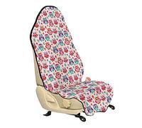 ABAKUHAUS hiboux Housse de Siège de Véhicule, Enfance heureuse moderne, Protecteur d'Auto sans Glissement, Coupe Universelle, 75x145cm, Orange Fuchsia Écume