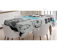 ABAKUHAUS Hip hop Nappe, Freestyle Rap Duel, Linge de Table Rectangulaire pour Salle à Manger Décor de Cuisine, 140 cm x 170 cm, Azure Bleu pâle Gris