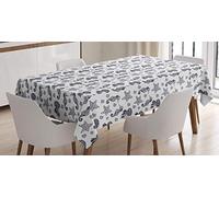 ABAKUHAUS Hippocampe Nappe, sous Tropical, Linge de Table Rectangulaire pour Salle à Manger Décor de Cuisine, 140 cm x 200 cm, Indigo et Blanc