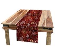 ABAKUHAUS Hiver Chemin de Table, Vintage Noël, Rectangulaire Décoratif pour Salle à Manger, 40 cm x 300 cm, Vermillon Jaune Blanc