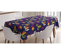 ABAKUHAUS La Nouvelle Orléans Nappe, Carnaval, Impression D'ornement de Fleurs de Noël, Couleurs résistantes, Convient pour l'intérieur et l'extérieur, Lavable, Violet Jaune