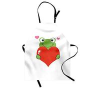 ABAKUHAUS L'amour Tablier, Bande dessinée drôle de grenouille, Produit Unisexe avec Col Réglable pour Cuisine et Jardinage, 67 cm x 80 cm, Vert Citron Vermillon