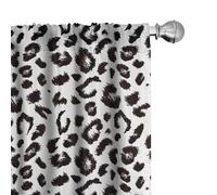 ABAKUHAUS Léopard Ensemble de 2 Panneaux de Rideaux, Monochrome Sketchy Imprimer, Traitement de Fenêtre Léger, 2 Stück 75 cm x 225 cm, Gris Charbon et Blanc