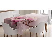 ABAKUHAUS Magnolia Nappe, Pétales de Fleurs fragiles, Impression D'ornement de Fleurs de Noël, Couleurs résistantes, Convient pour l'intérieur et l'extérieur, Lavable, Rose pâle Marron et Rose