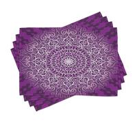 ABAKUHAUS Mandala Pourpre Lot de Sets de Table en 8 pièces, Tibetian Cosmos, Tissu Lavable pour Salle à Manger et Cuisine, 30 cm x 45 cm, Orange Brun