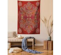 ABAKUHAUS Mandala Tapisserie, Persan Paisley, Décoration murale en tissu pour chambre à coucher salon dortoir, 110 x 150 cm, Bordeaux Blanc