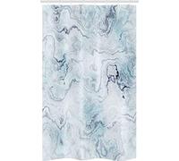 ABAKUHAUS Marbre Rideau de Douche Stalle, Doux Hazy Style ottomane, Ensemble de Salle de Bain en Tissu en Crochets, 120 x 180 cm, Bleu Clair Gris