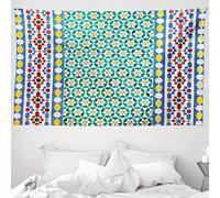 ABAKUHAUS marocain Tapisserie, Mur mosaïque colorée, Décoration murale en tissu pour chambre à coucher salon dortoir, 230 x 140 cm, Multicolore