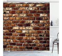 ABAKUHAUS Marron Rideau de Douche, Old Grunge de Mur de Briques, Tissu Ensemble de Décor de Salle de Bain avec Crochets, 175 cm x 200 cm, Brown Châtaigne