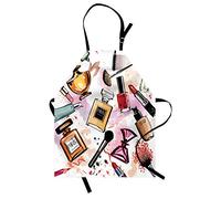 ABAKUHAUS Mode Tablier, Cosmétiques Maquillage Theme, Produit Unisexe avec Col Réglable pour Cuisine et Jardinage, 67 cm x 80 cm, Rose beige