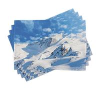 ABAKUHAUS Montagne Lot de Sets de Table en 4 pièces, Snowy Mountain Ski, Tissu Lavable pour Salle à Manger et Cuisine, 30 cm x 45 cm, Vert Gris