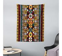 ABAKUHAUS Motif Kente Tapisserie, frontières primitives, Couleurs claires sans décoloration, 110 x 150 cm, Multicolore