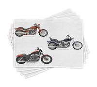 ABAKUHAUS Moto Lot de Sets de Table en 4 pièces, Hippie Style Voyage, Tissu Lavable pour Salle à Manger et Cuisine, 30 cm x 45 cm, Orange Noir