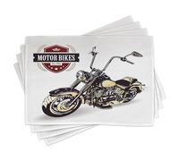 ABAKUHAUS Moto Lot de Sets de Table en 8 pièces, Old Classique Motorcycle, Tissu Lavable pour Salle à Manger et Cuisine, 30 cm x 45 cm, Corail Violet