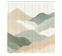ABAKUHAUS Neutre Rideau de Douche, Impression De Peinture Au Crayon Abstrait De Montagnes avec Harmonieux, Material Resistente al Agua Durable Estampa Digital, 175 cm x 200 cm, Beige Écru et Vert