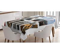 ABAKUHAUS New York Nappe, New-York Collage, Impression D'ornement de Fleurs de Noël, Couleurs résistantes, Convient pour l'intérieur et l'extérieur, Lavable, Blanc Bleu Marron