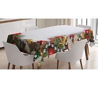 ABAKUHAUS Noël Nappe, Vêtus Xmas Tree, Linge de Table Rectangulaire pour Salle à Manger Décor de Cuisine, 140 cm x 240 cm, Vert Rubis