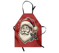 ABAKUHAUS Noël Tablier, Santa Claus Tradition Américaine, Produit Unisexe avec Col Réglable pour Cuisine et Jardinage, 67 cm x 80 cm, Châtain Clair Crème Vert